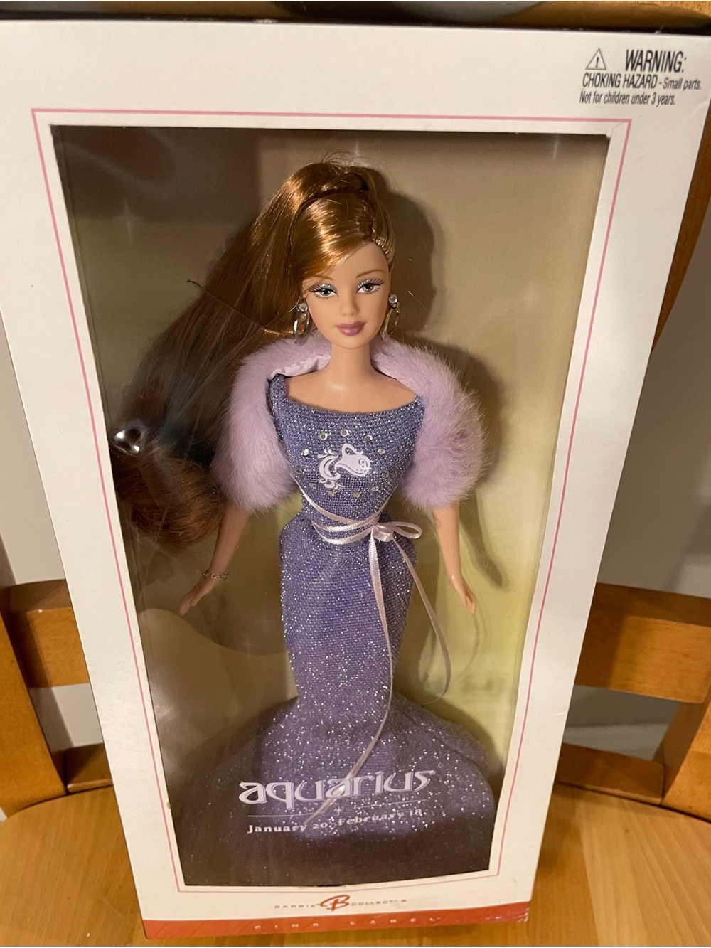Barbie Aquarius Doll in Sparkling Lavender Gown with Pink Fur Stole